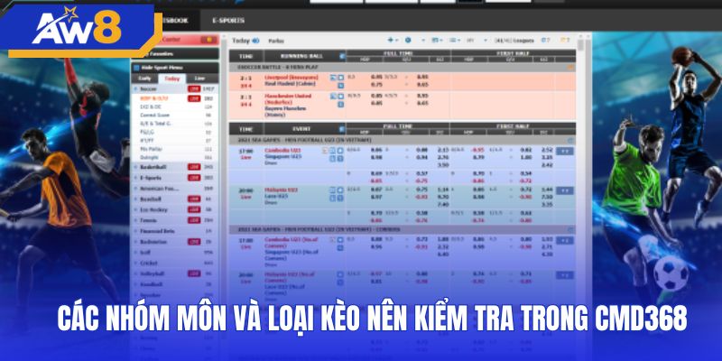 Bảng tổng hợp thị trường thể thao và loại kèo tại CMD368